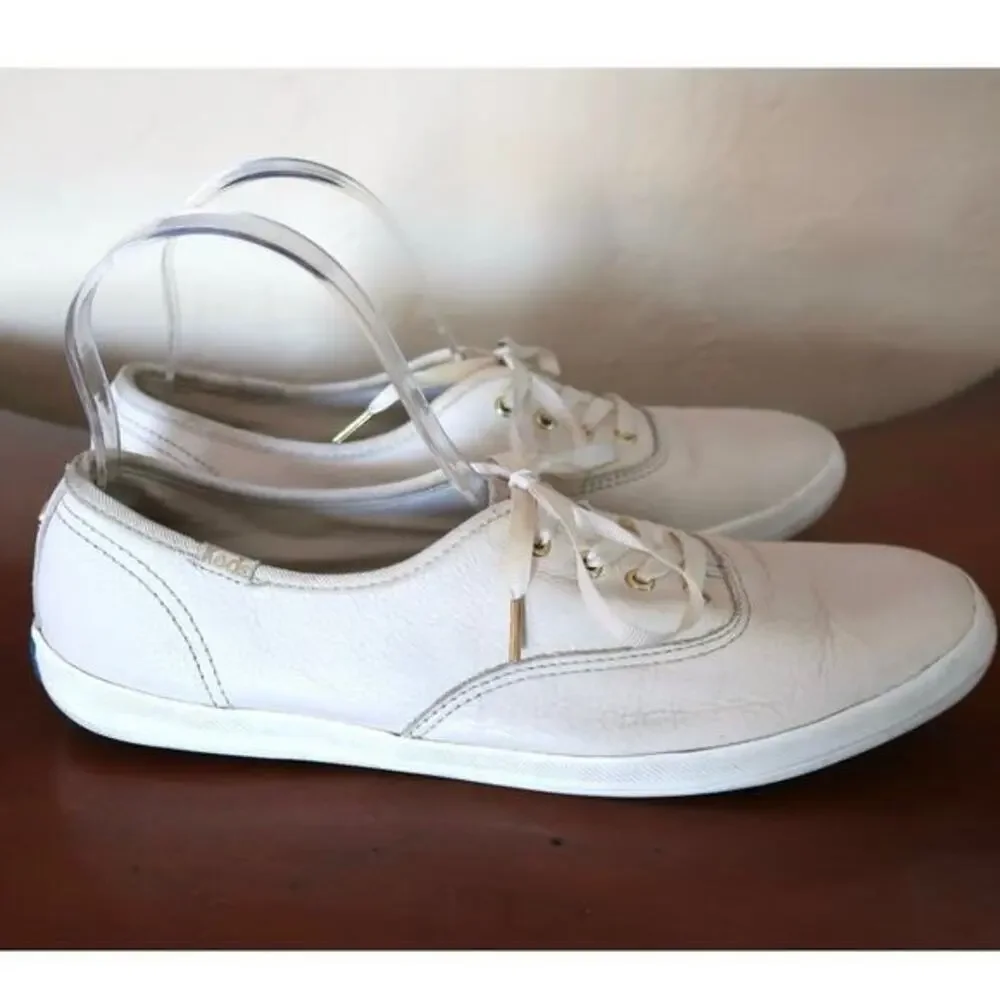 Keds Kate Spade Women’s White Leather Lace up Sneakers Woman’s Sz 9.5‎
